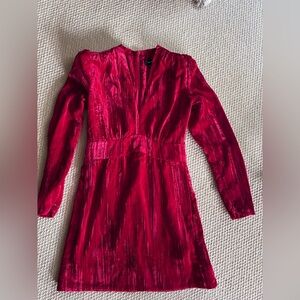 ME+EM Vibrant Red Crushed Velvet Dress. NWOT